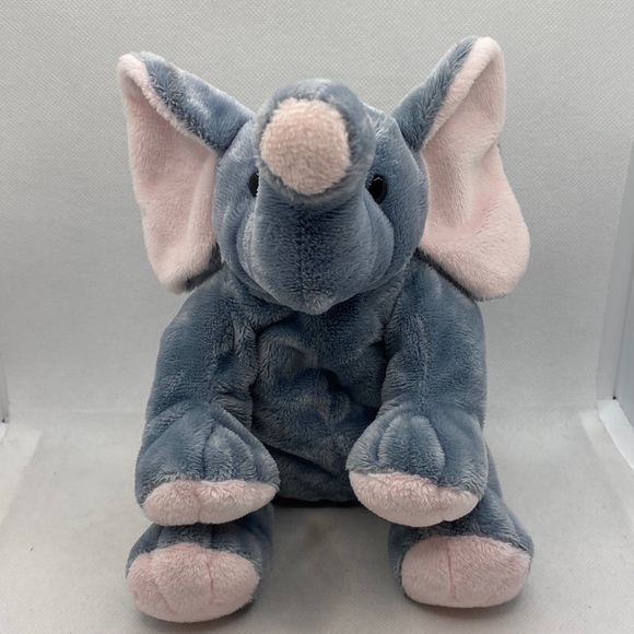 Ty Pluffies Winks The Elephant Tylux 9” Baby Plush Stuffed Animal Gray Pink - Picture 1 of 12